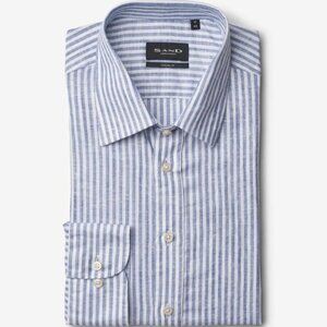 Sand Copenhagen 8024 Simon NMedium Blue Casual Striped Button Down Shirt